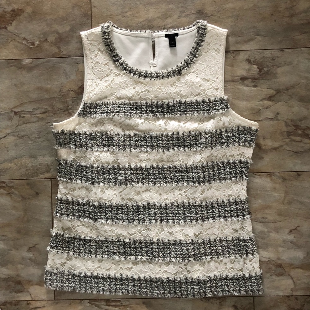 J crew Fringe Tweed Shell - Picture 2 of 8